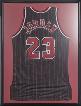 Michael Jordan Signed and Framed Chicago Bulls Jersey (UDA)